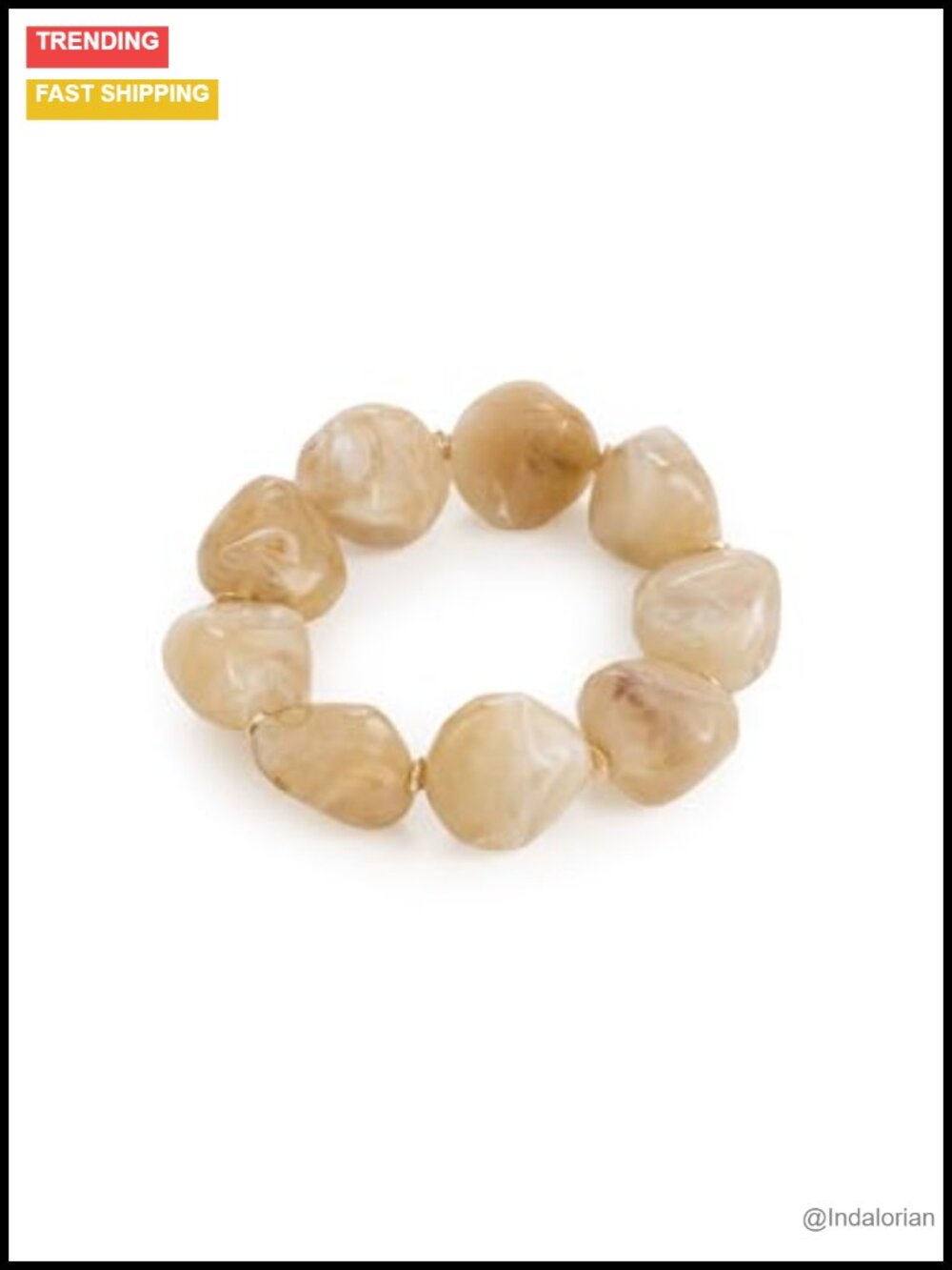 Beaded Stretch Bracelet Strand Style Brown Accents Resin Wrist